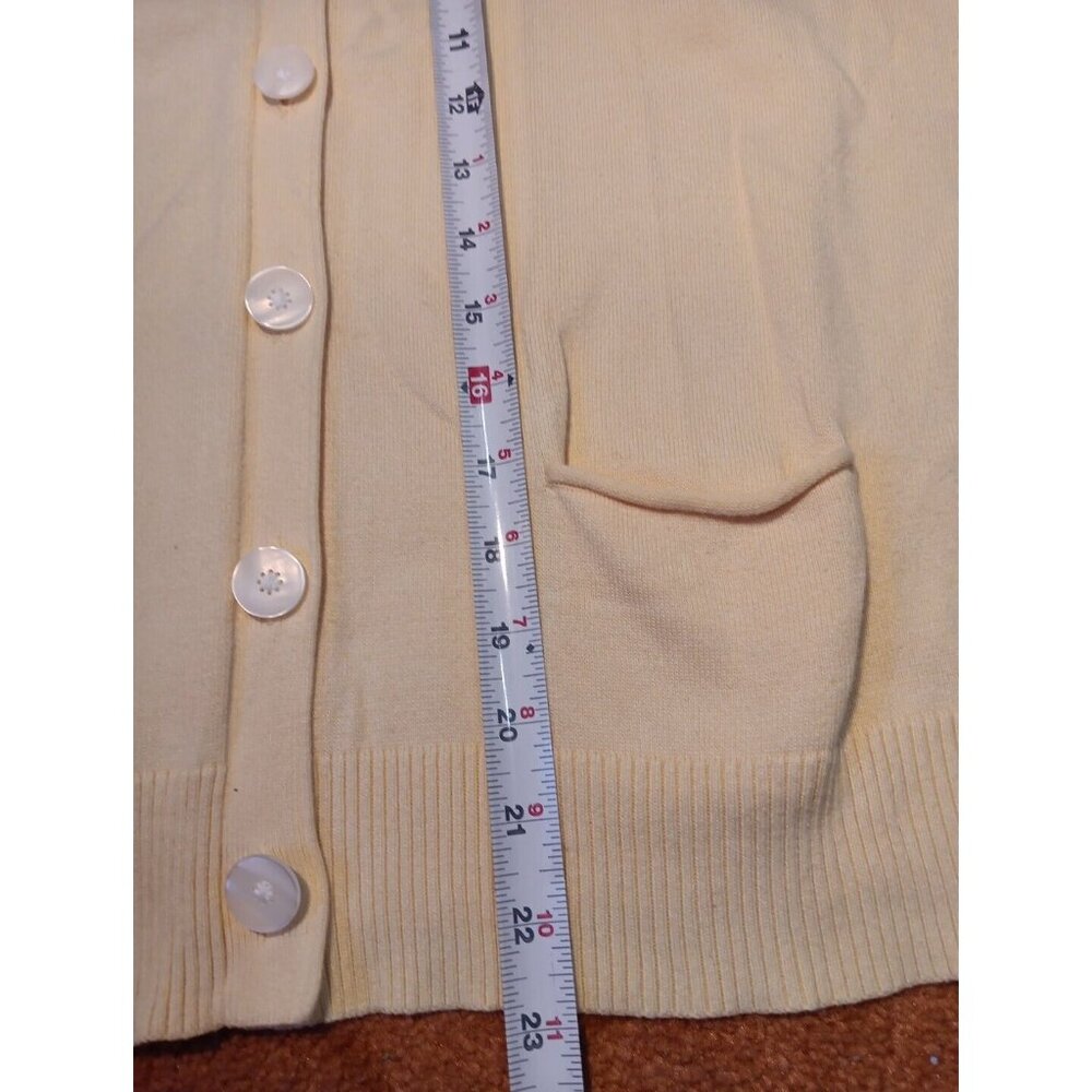 J Jill Cardigan Sweater Womens Size L Yellow Button Up Scoop Neck Knit Pockets‎ - Picture 8 of 10